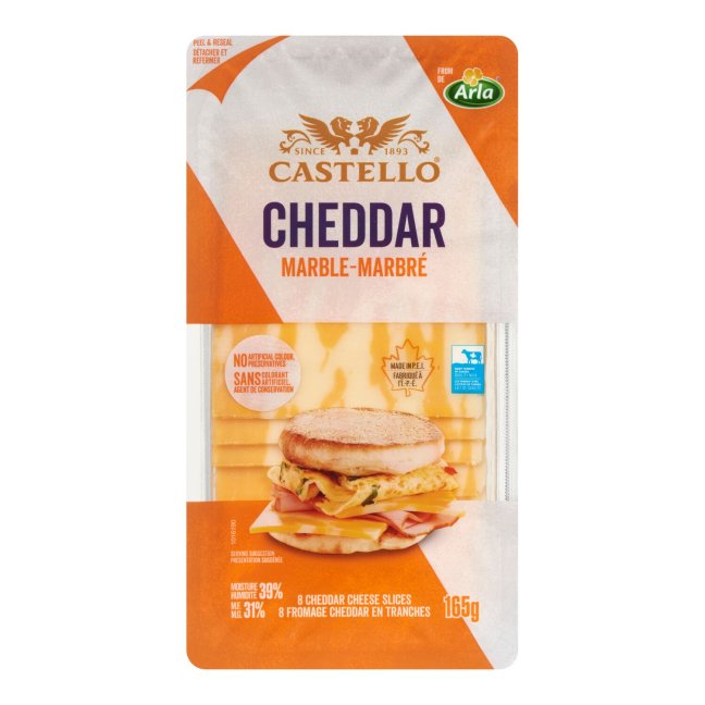 Sliced marbled cheddar cheese Tre Stelle Aubut (1075)