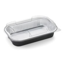 Black aluminum container + lid rectangle 940ml image #14097