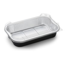 Black aluminum container + lid rectangle 1400ml image #14100