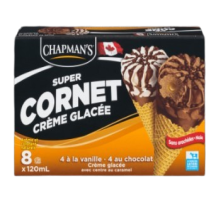Chapman s Cornet vanille ou chocolat, centre caramel