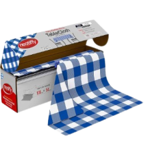 Neatiffy Biodegradable blue check plastic tablecloth 54x108inch