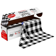 Neatiffy Biodegradable black check plastic tablecloth 54x108inch