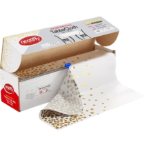 Neatiffy Biodegradable white/gold plastic tablecloth 54x108inch