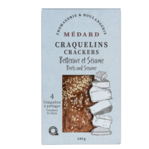 Médard Beetroot and sesame crackers
