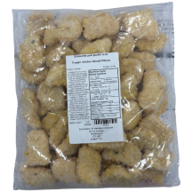 DAC Sélection Frozen chicken breast fritters, seasoned, formed, breaded and raw