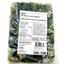 Alasko Frozen IQF whole leaf spinach
