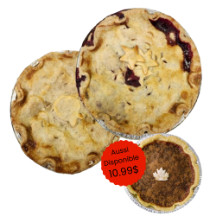 Tartes surgelées 9po, 3 petits fruits ou pommes